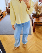 Butter Yellow Boyfriend Oxford Short Shirt