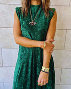 Green Soft Velvet Maxi Dress