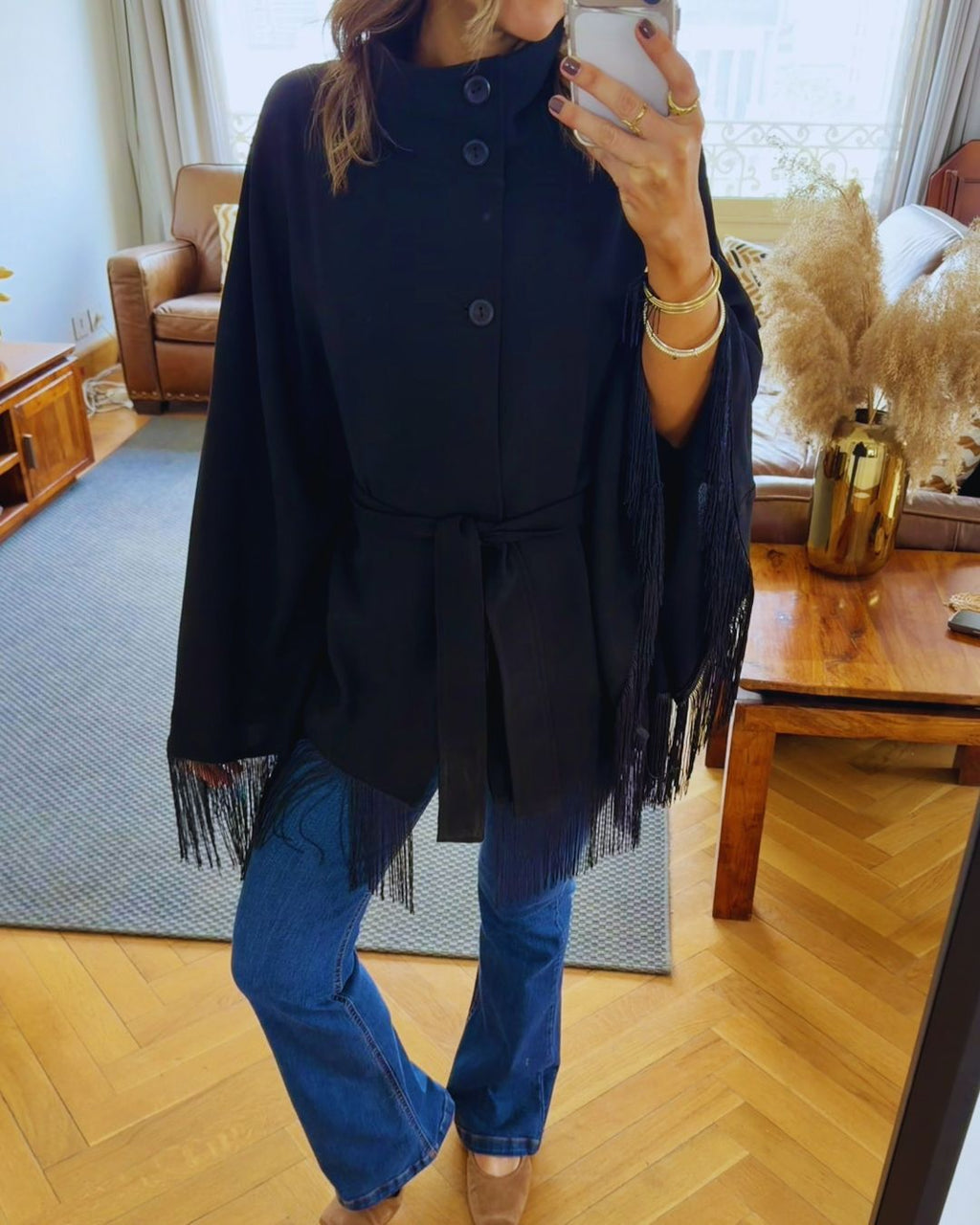 Black Drifter Fringe Cape