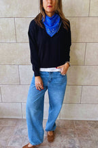 Electric Blue Cult-Favorite Knit Bandana Scarf