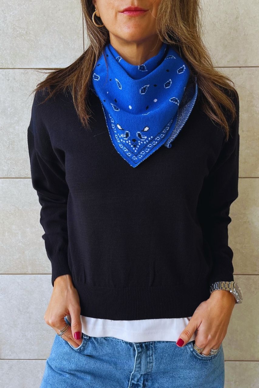 Electric Blue Cult-Favorite Knit Bandana Scarf