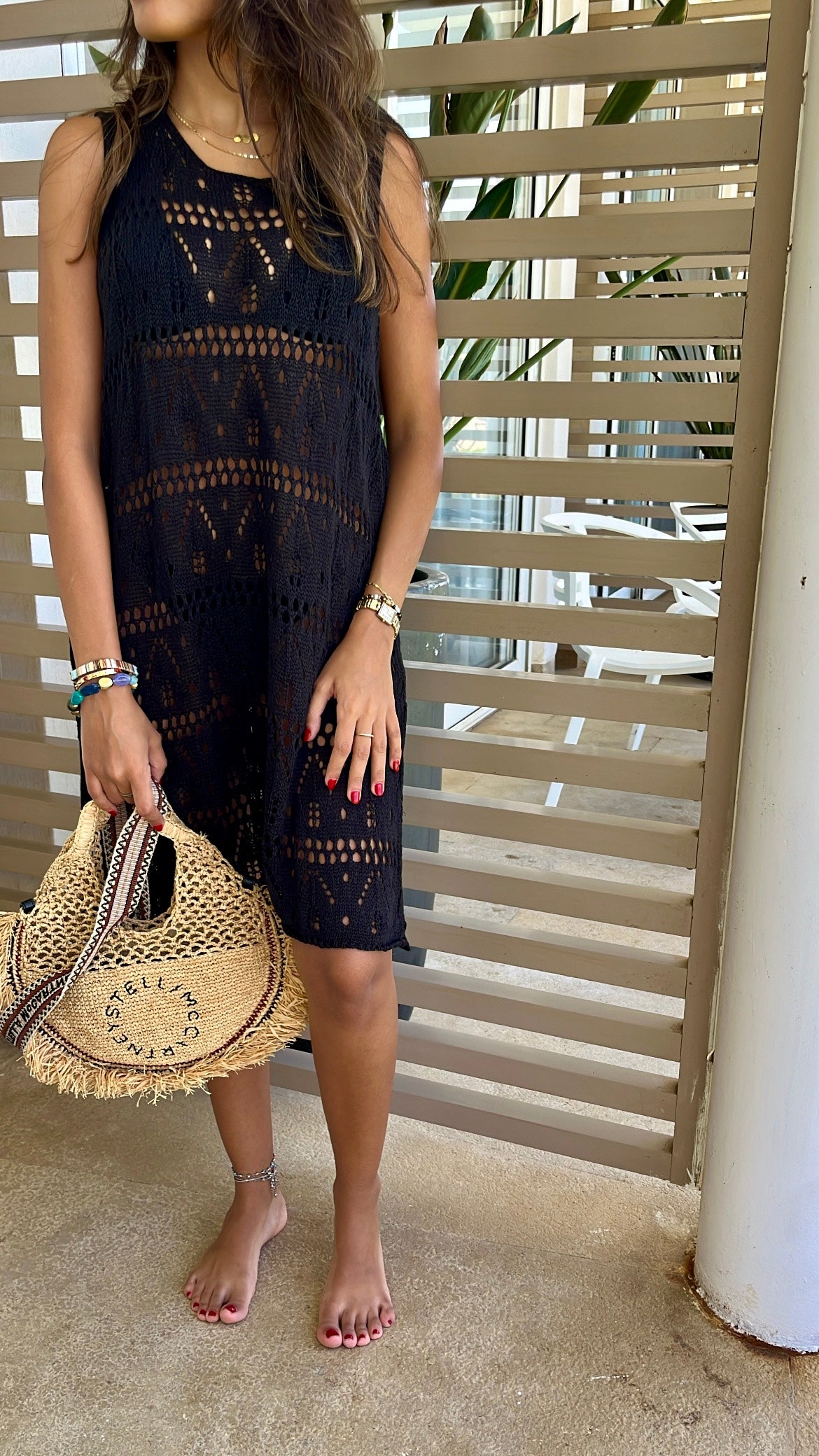 Black Light Crochet Dress Coverup