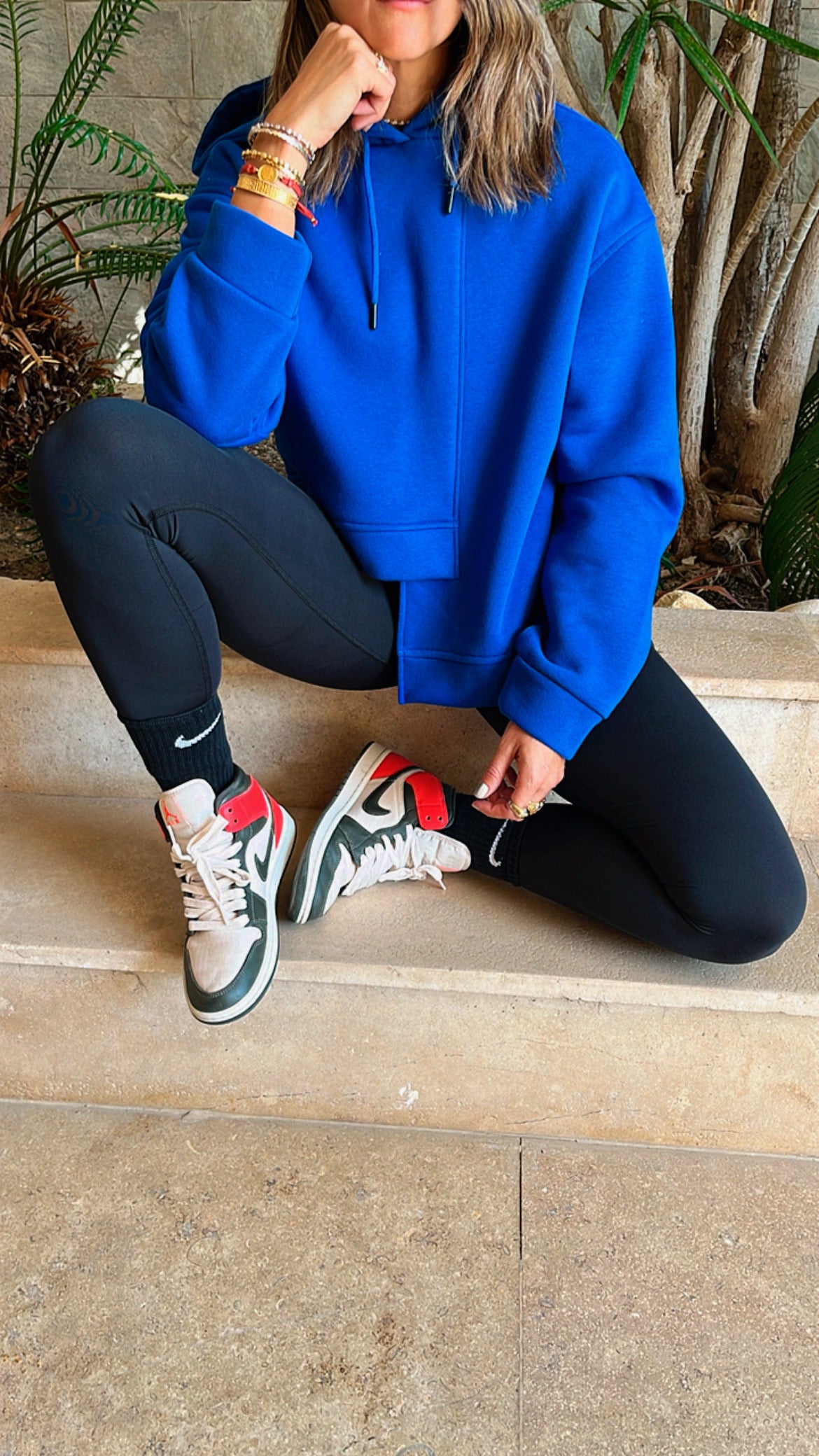 Blue Call Me Asymmetric Hoodie