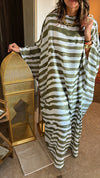 Olive Paint Striped Kaftan