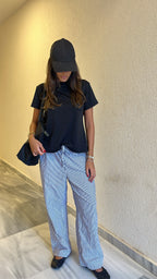 Black Ribbed Essential Jersey Tee