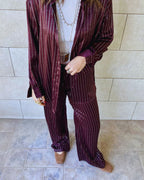 Burgundy Striped Satin Eclipse Set