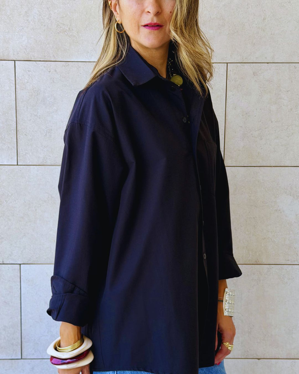 Black Oversized Poplin Shirt