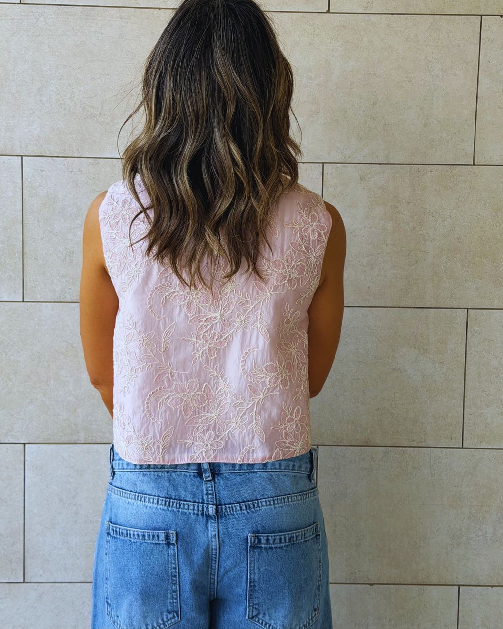 Pink Statement Embroidery Vest