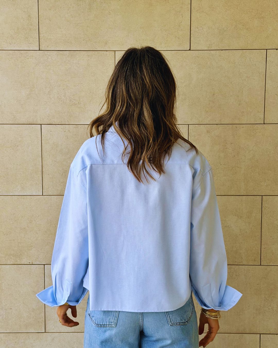 Baby Blue Boyfriend Oxford Short Shirt
