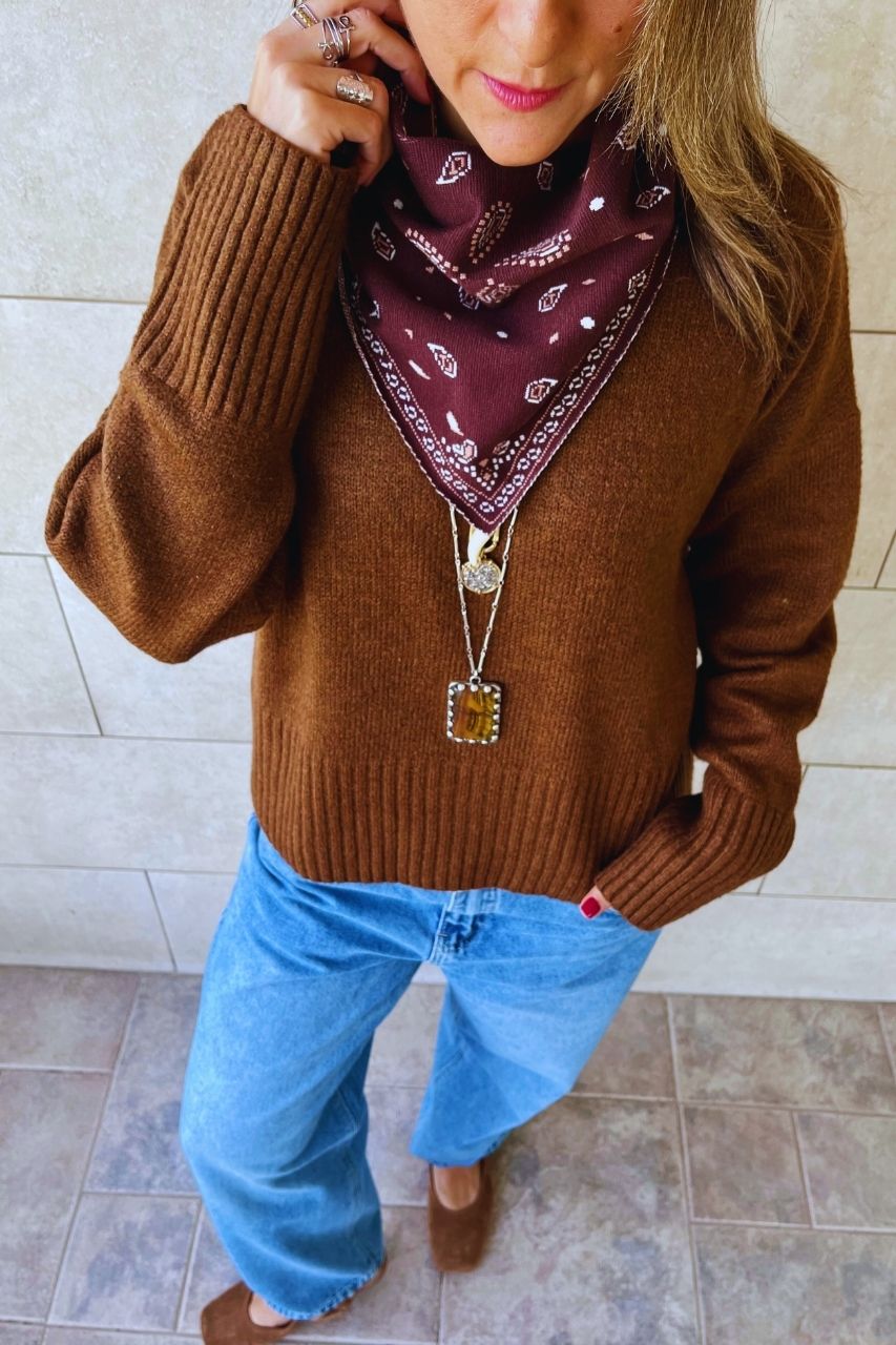 Chocolate Brown Cult-Favorite Knit Bandana Scarf