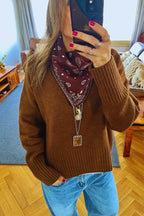 Chocolate Brown Cult-Favorite Knit Bandana Scarf