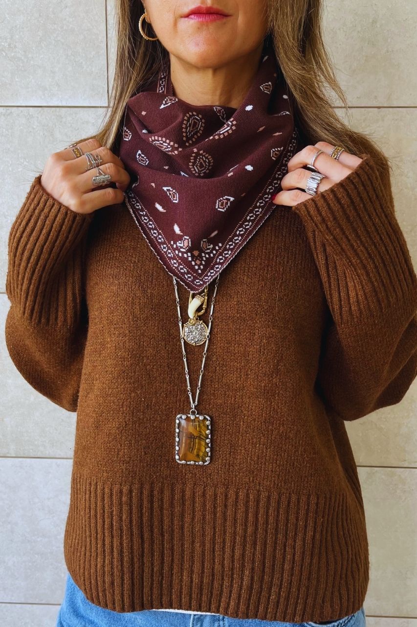 Chocolate Brown Cult-Favorite Knit Bandana Scarf