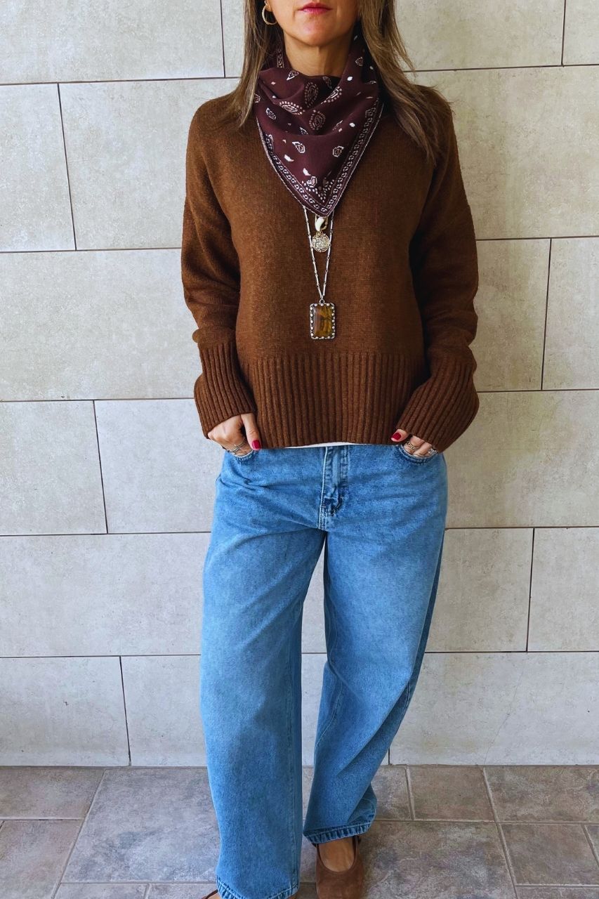 Chocolate Brown Cult-Favorite Knit Bandana Scarf