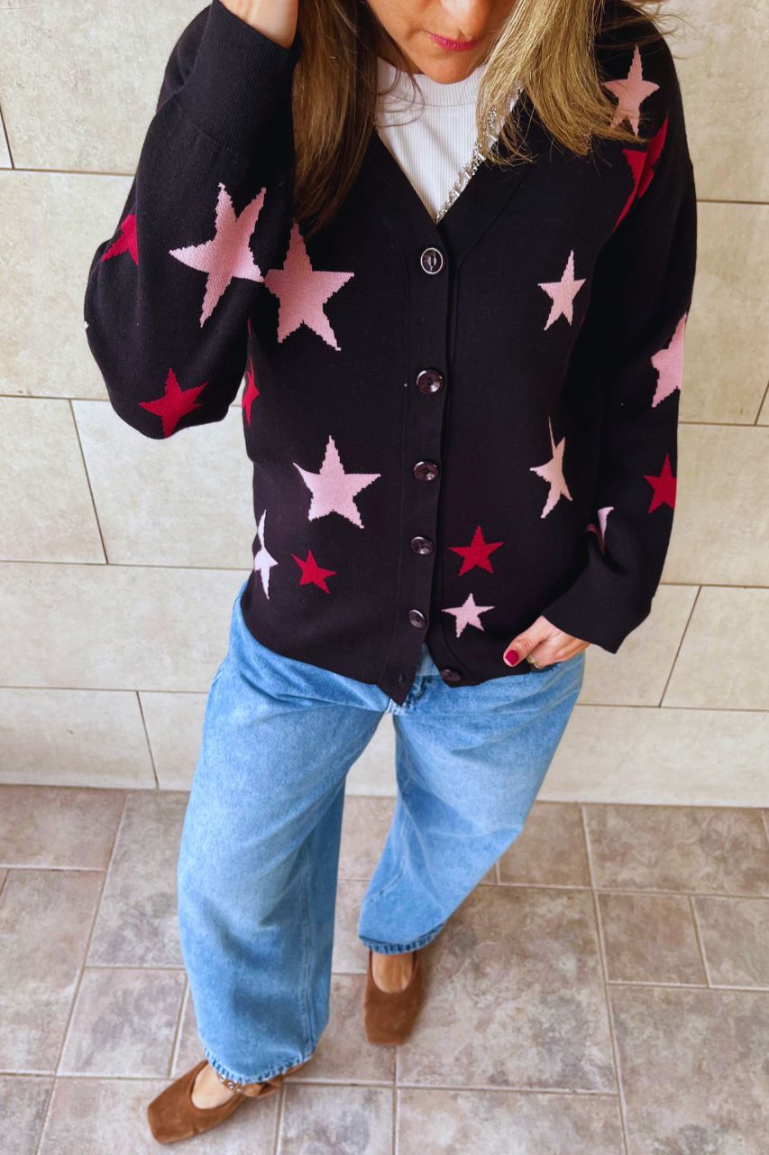 Black Startstruck Knit Cardigan