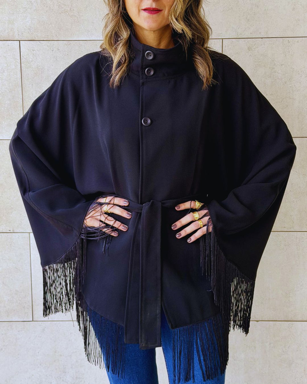 Black Drifter Fringe Cape