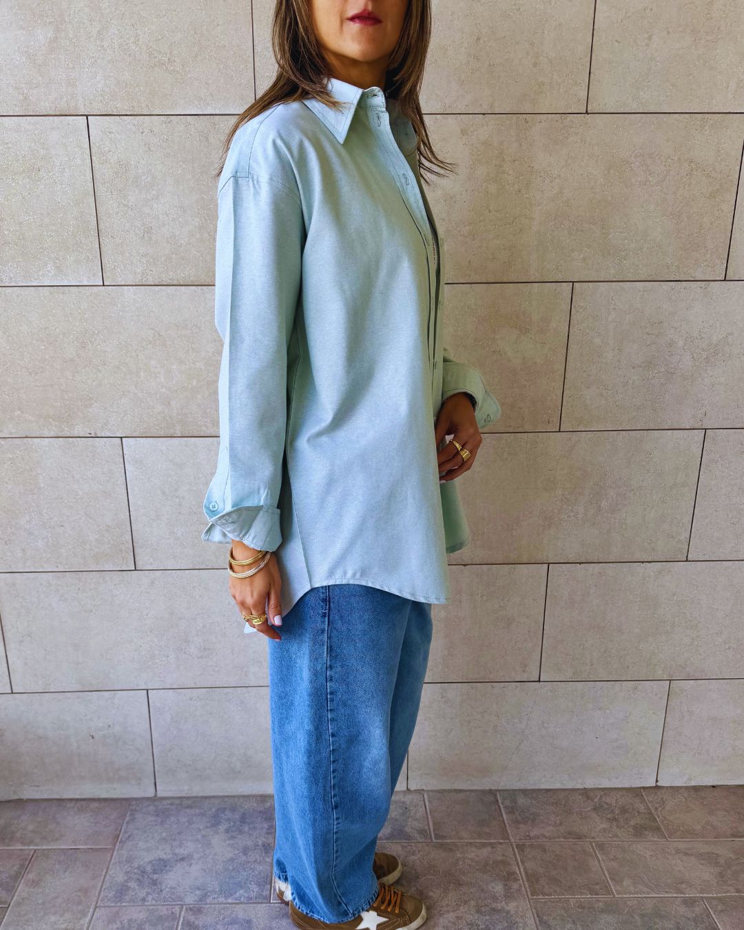 Mint Boyfriend Oxford Shirt