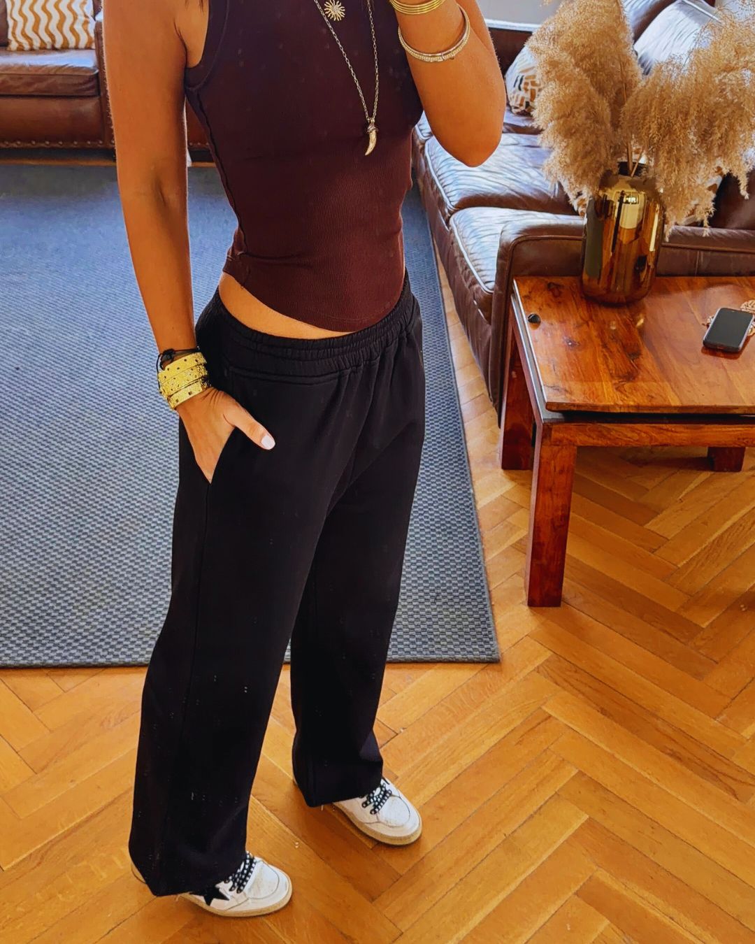 Black Signature straight leg sweatpants