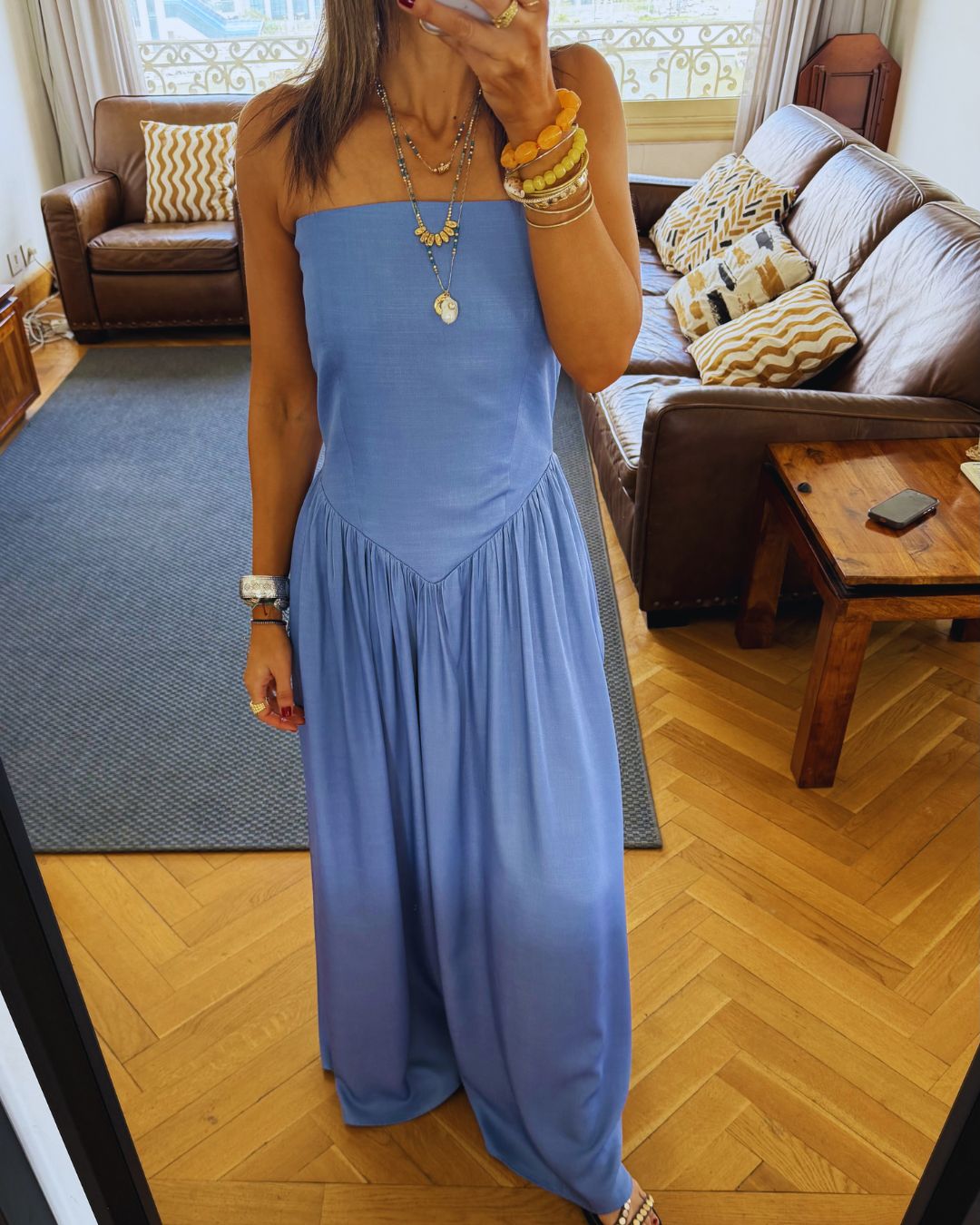 Paloma Light Blue Drop Waist Denim Dress