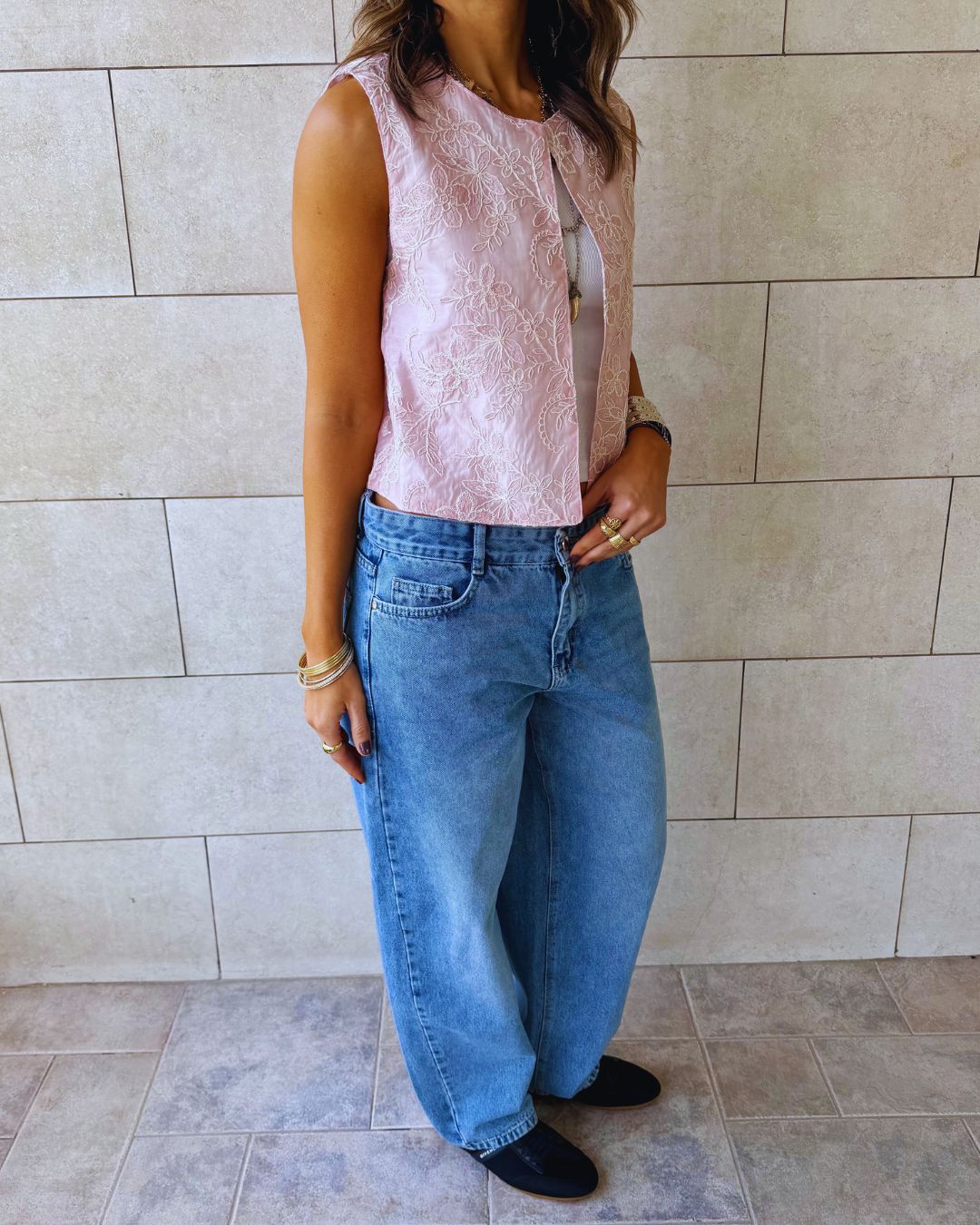 Pink Statement Embroidery Vest