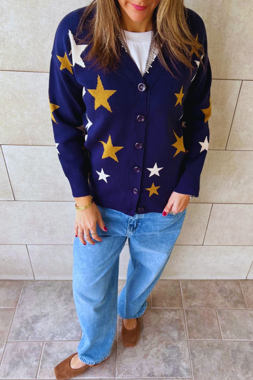 Navy Startstruck Knit Cardigan