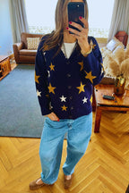 Navy Star struck Knit Cardigan