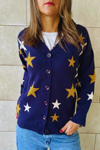 Navy Star struck Knit Cardigan