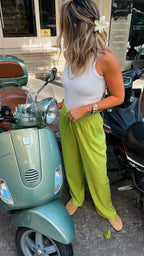 Lime Front Line Linen Pants