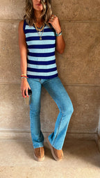 Blue 101 Interknit Striped Tank Top