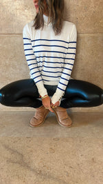 White Striped Basic Turtle Neck