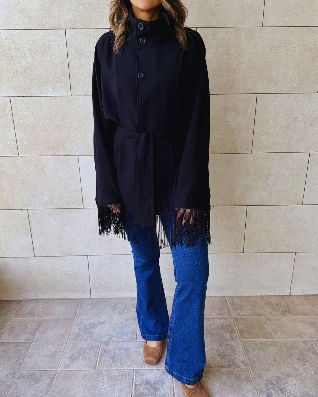 Black Drifter Fringe Cape