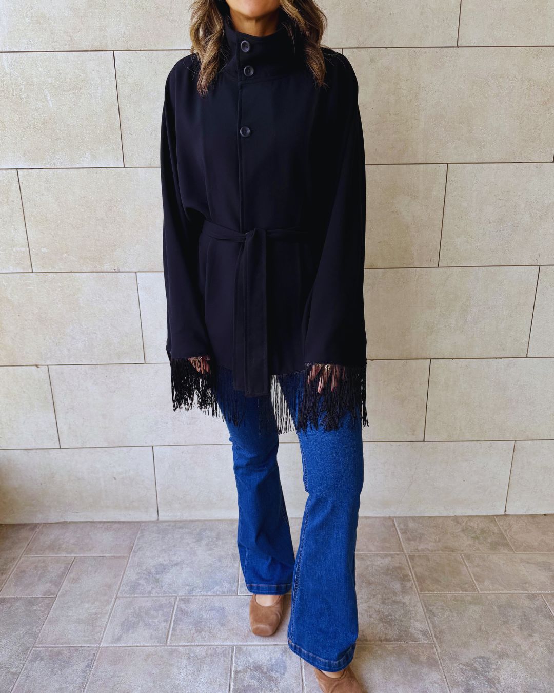 Black Drifter Fringe Cape