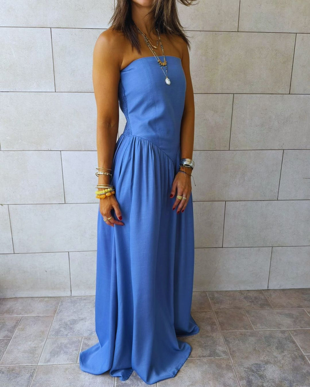 Paloma Light Blue Drop Waist Denim Dress