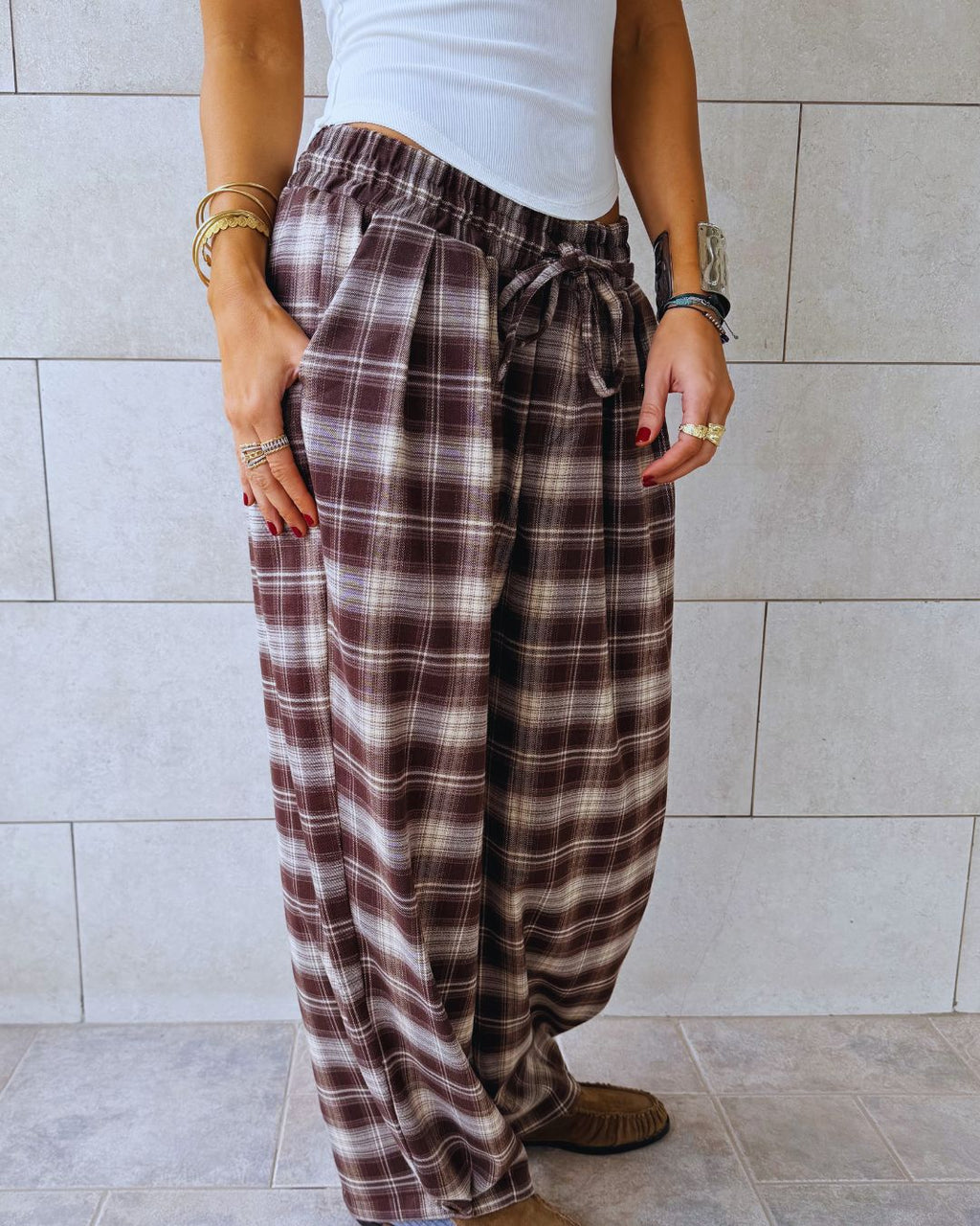 Brown Plaid Core Pants