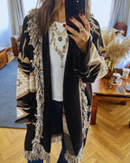 Aztec Black Ruffle Cardigan