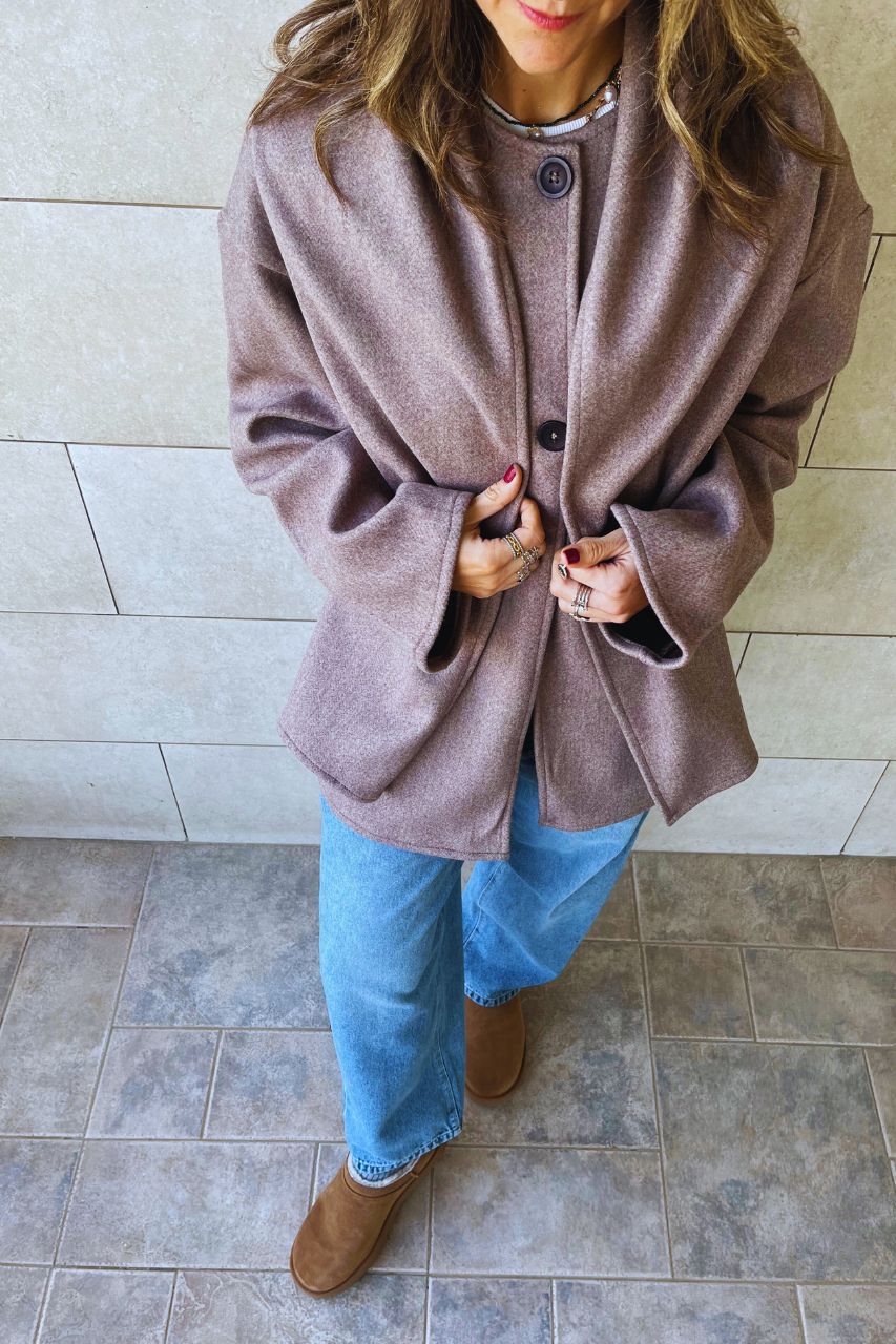 Latte Fold Over Scarf Jacket
