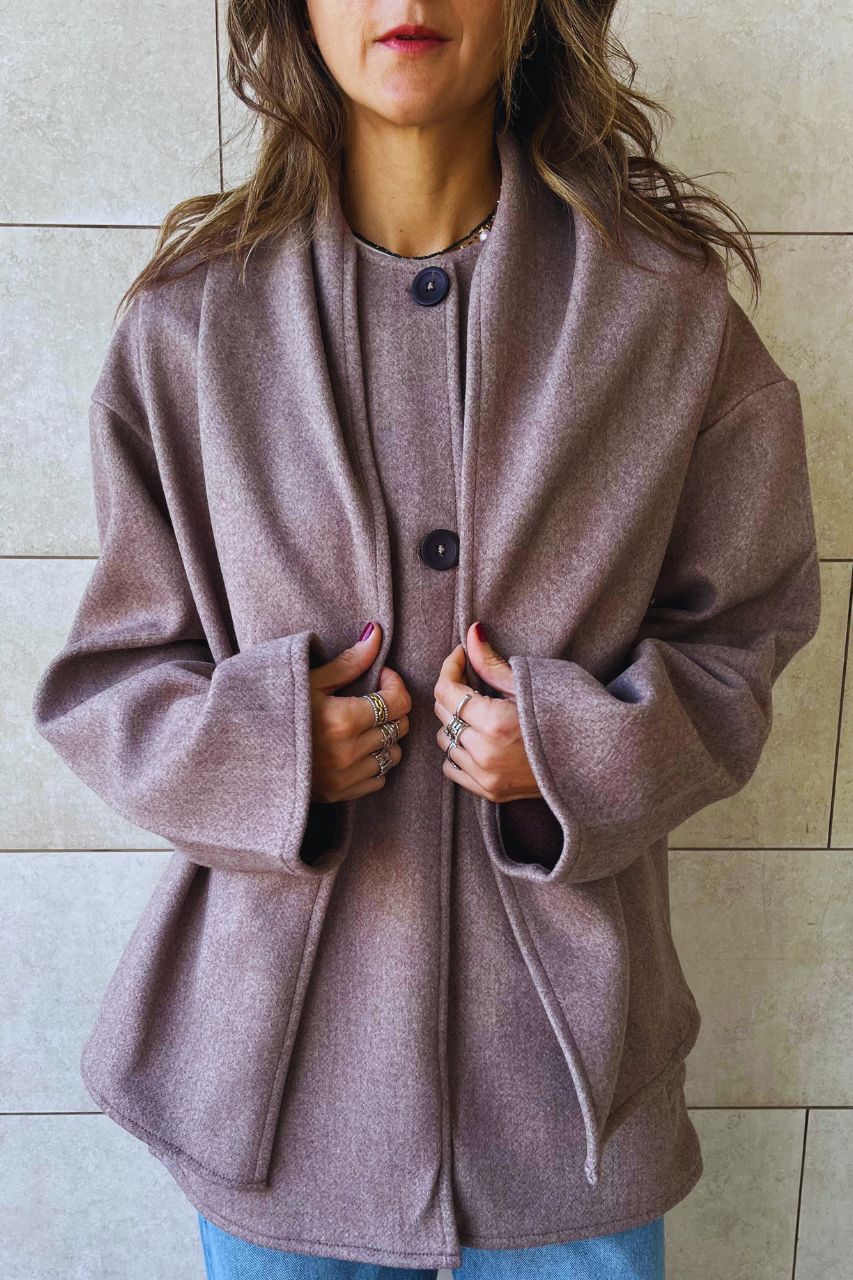 Latte Fold Over Scarf Jacket