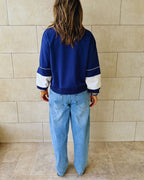Navy Light Weight Retro Zip Up