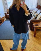 Black Oversized Poplin Shirt
