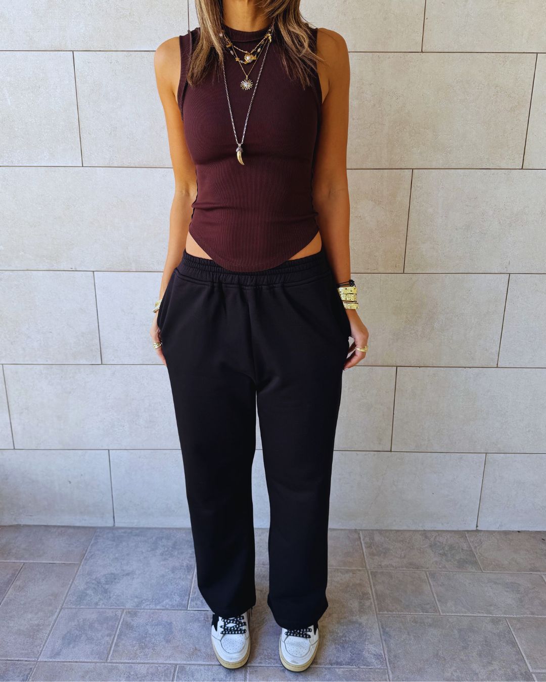 Black Signature straight leg sweatpants