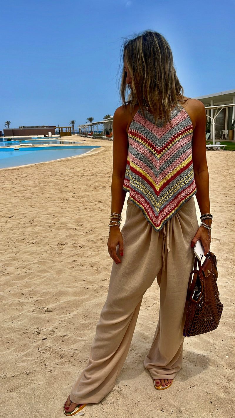 Sunset Lines Crochet Halter Top