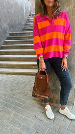 Fuchsia & Orange Preppy Top