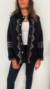 Black Embroidered Denim Jacket