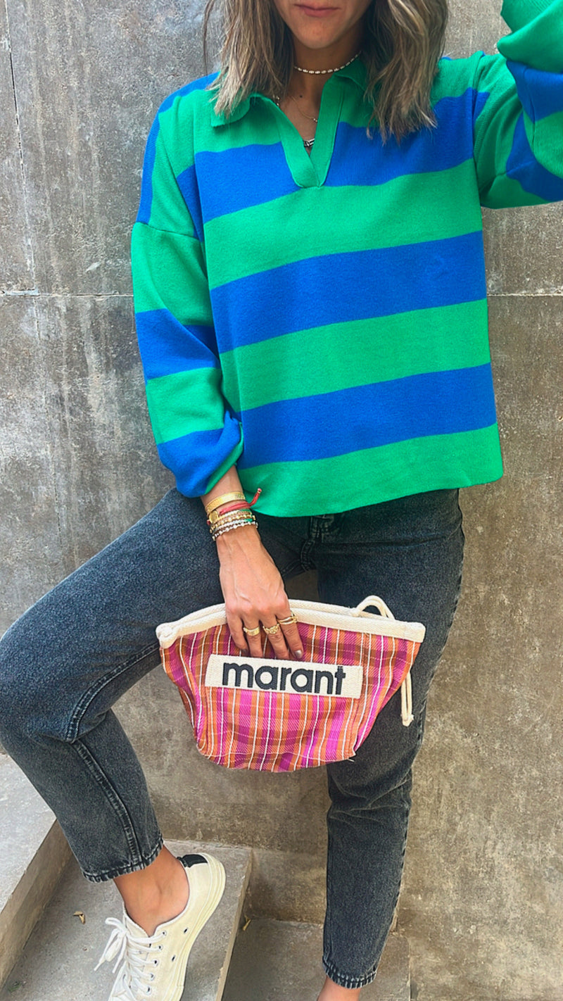 Blue & Green Preppy Top