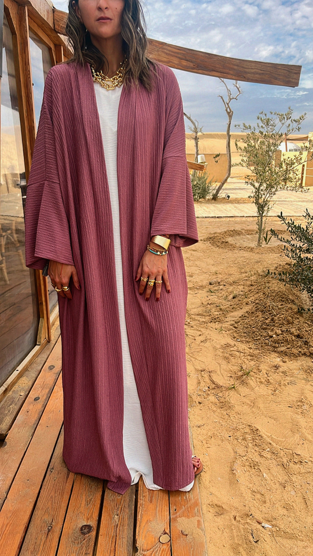 Nude Longline Thick Kimono