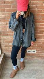 Grey Long Sleeve Denim Shirt