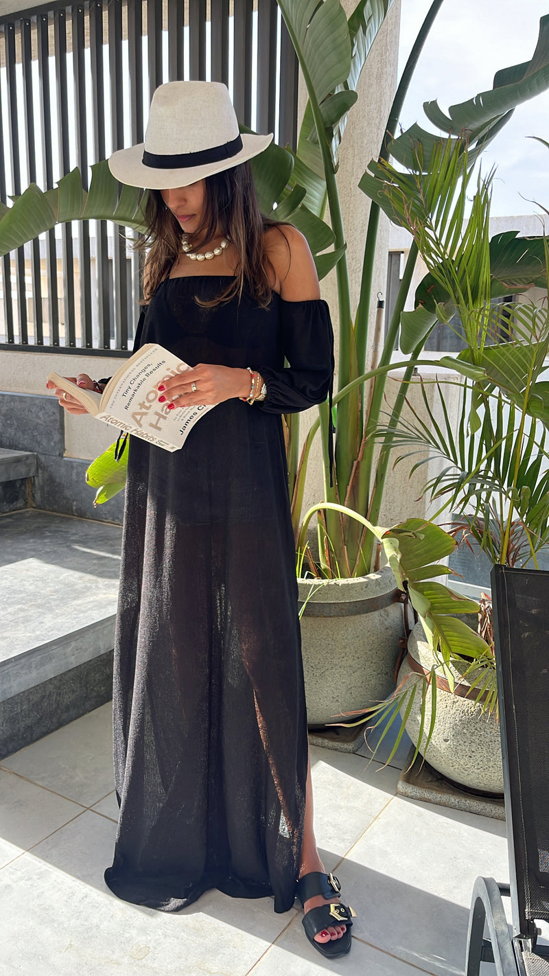 Black Glowing And Flowing Off Shoulder Coverup