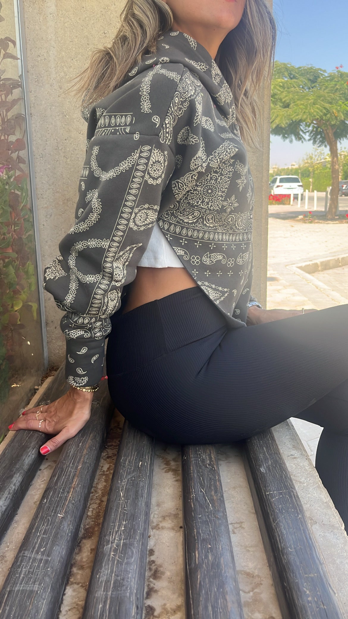 Olive V Cropped Bandana Jacket