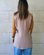 Beige Buckle Side Oversized Vest