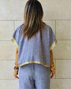 Golden Grey Edge Cropped Shirt