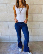 Dark Blue Flare Denim Pants